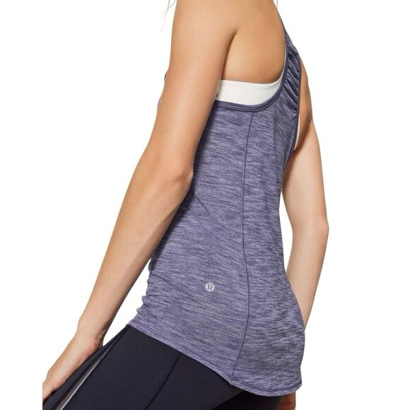Lululemon Our Sport Racerback Tank Top No Size Heather Purple Ruched Workout Gym - Picture 4 of 7